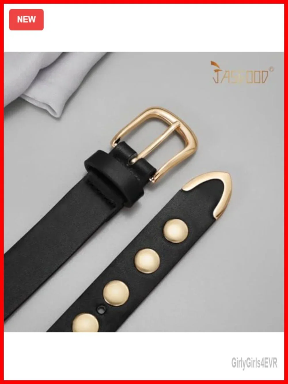 Studded PU Leather Belt for Women Punk Vintage Metal Buckle 1.1